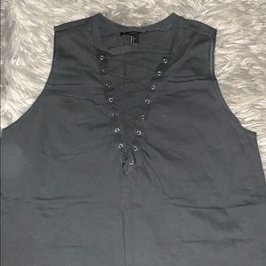 Low cut dark grey t shirt dress